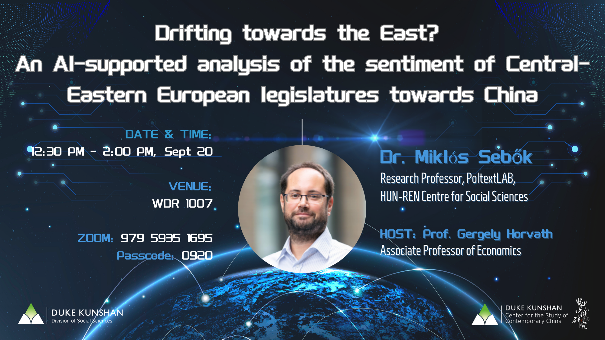 Research talk – “Drifting towards the East? An AI-supported analysis of the sentiment of Central-Eastern European legislatures towards China”
